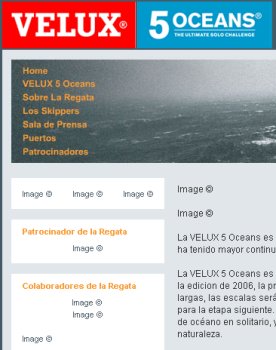 Captura de pantalla de la web Velux 5 Oceans con Firefox.